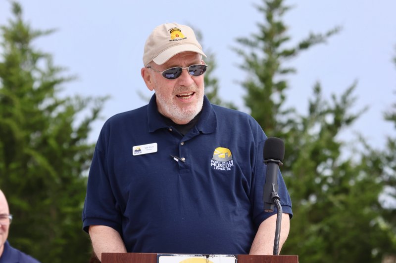 Will Short, a volunteer at the Fort Miles Historical Association, emcees the annual D-Day memorial ceremony June 6.